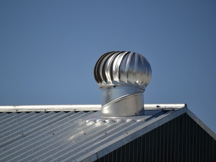 Turbin ventilator yang dipasang di atas atap, Sumber: sunrise-steel.com
