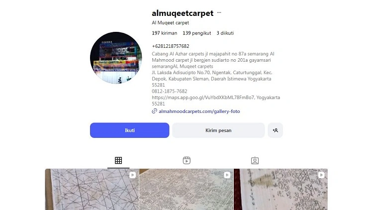 Al Muqeet Karpet, Sumber: instagram @almuqeetcarpet