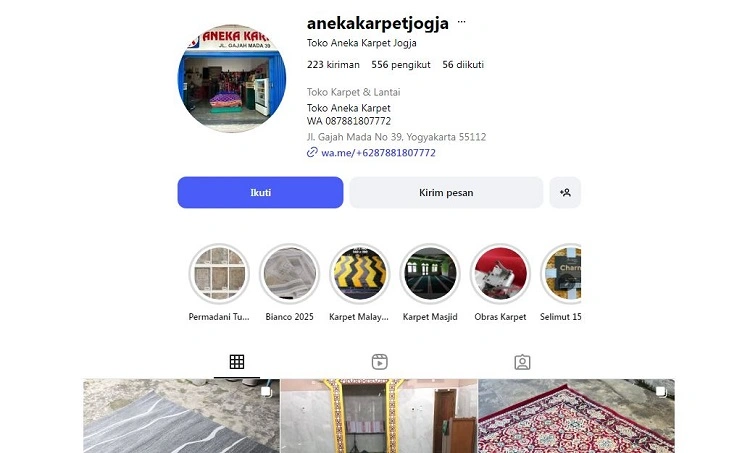 Aneka Karpet, Sumber: instagram @anekakarpetjogja