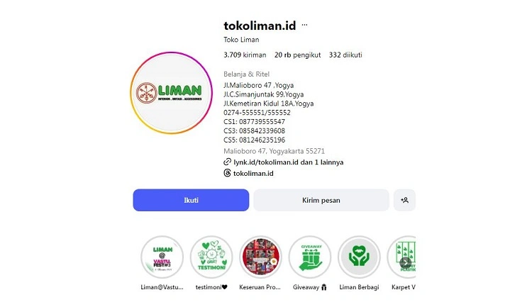 Toko Liman, Sumber: instagram @tokoliman.id