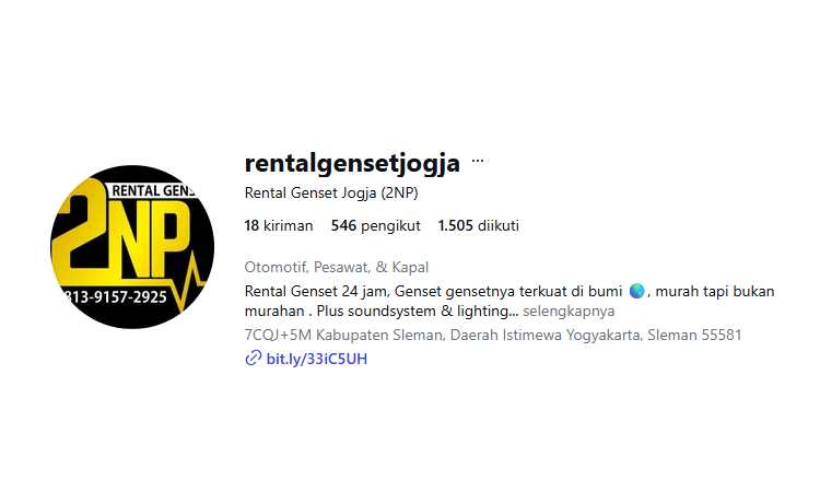 Rental Genset Jogja, Sumber: instagram @rentalgensetjogja